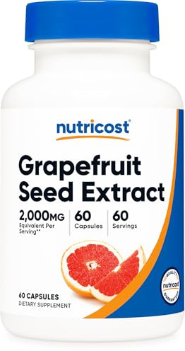 Nutricost Grapefruit Seed Extract 2,000mg Equivalent from 500mg of 4:1 Extract Per Serving, 60 Capsules for 60 Servings Per Bottle - Gluten Free and GMO Free