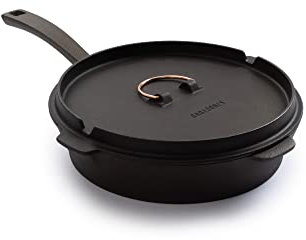 Barebones 10-Zoll All-in-One Gusseisen-Pfannen-Set – Pfanne mit Gusseisen-Deckel im Dutch-Oven-Stil – Camping-Kochgeschirr-Set