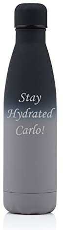 Personalised Matt 500ml Thermo Bottles - Engraved with Your Custom Text (Matt Gradient Grey and Black)