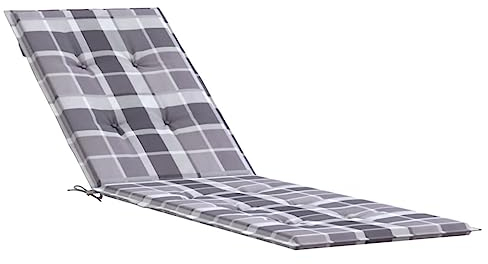 vidaXL Liegestuhl Auflage, Polster Auflage für Deckchair, Polsterauflage für Gartenliege, Liegenauflage Outdoor, Grau Karomuster (75+105) x50x4cm
