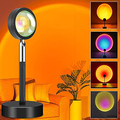 WKBYTUXR Sunset Lamp, Projector Rainbow Light 360 Degree Rotation Sunset Projector Lamps, Projection Led Night Light for Selfie/Photography/Home/Bedroom Decor/Living Room, USB Night Light (6 Colors)