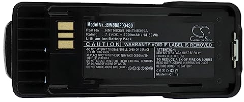 vhbw Akku kompatibel mit Motorola Atex DP4401, DP4401EX, DP4801, DP4801EX Funkgerät, Walkie Talkie (2000mAh, 7,4V, Li-Ion) + Gürtelclip