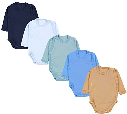 TupTam Baby Body Langarm – Wickelbody Langarm für Jungen & Mädchen, 5er Pack, 100% Baumwolle, OEKO-TEX, Farbe: Junge 6, Größe: 80
