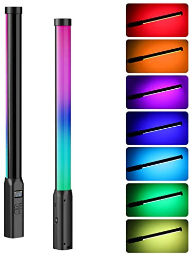 ULANZI VL119 Handheld Videoleuchte 10W, 360° Volle Farben RGB Lichtstab, Helligkeit 360Lux@0.5m, Tube Light mit 2600mAh Akku, 2500K-9000K Verstellbar für Portrait Produktfotografie
