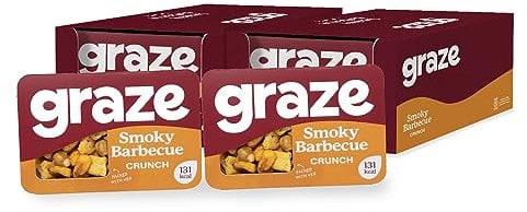 Graze - BBQ Snacks - Healthy Alternative for Crisps, Mixed Nuts & Pretzels -Ideal if you Love Corn, Broad beans and Corn hoops mixed Savoury Vegan Snack (18x28g pack)