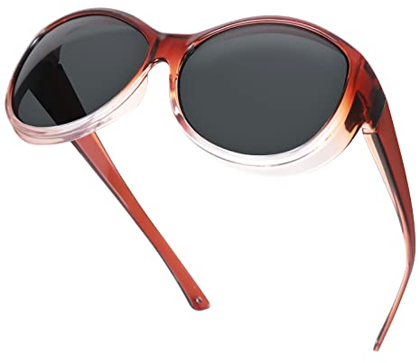 SIPHEW Polarisierte Übersonnenbrillen Damen/Herren, Clip Sonnenbrille aufsatz für Brillenträger UV400 Schutz-Überzieh (kühles braun)