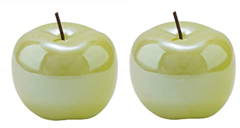 ETC dekorativer Deko-Apfel Dekoobjekt Apfel Keramik hellgrün glänzend in verschiedenen Größen (2 x klein)