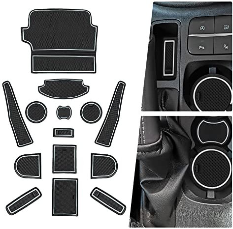 BIBIBO Gummimatten Antirutschmatten kompatibel mit Ford Fiesta ST MK8 2017-2024, Gummi-Automatten, Auto Matten Zubehör, Anti-Rutsch-Matte, Aufbewahrungsbox rutschfeste Matten, 14 Stücke (Weiß)