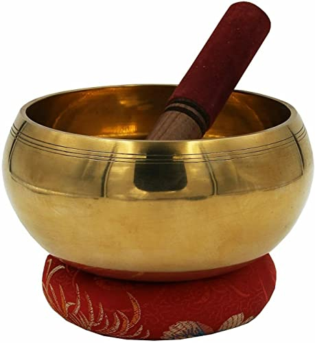 Tibetische extra große schwere Meditationsring Gong Hammer Mark Klangschale - 15,2 cm Durchmesser