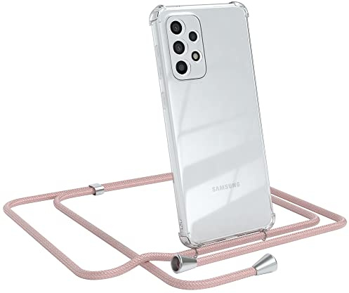 EAZY CASE Handykette kompatibel mit Galaxy A33 5G Handyhülle mit Umhängeband, Handykordel mit Schutzhülle, Silikonhülle, Hülle mit Band, Stylische Kette für Smartphones, Rosé-Gold