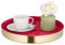 Relaxdays Plateau de Service, Design Rond, Bord surélevé, Petit-déjeuner au lit, Acier INOX, HD : 4 x 32 cm, Rouge/doré