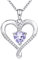 AM ANNIS MUNN 18K White Gold Infinity Heart Necklace Birthstone Necklace for Women Filled 925 Sterling Silver, Diamond Jewelry for Womens Christmas Gifts for Women Wife