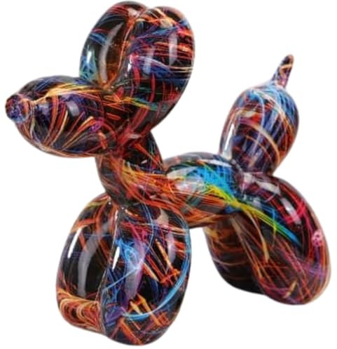 Büttner - Balloon Dog Skulptur Ballon Hund Luftballonfigur Ballonhund Hundefigur Bunt Graffiti Statue Pop Art Deko Polyresin/Kunstharz - 21cm