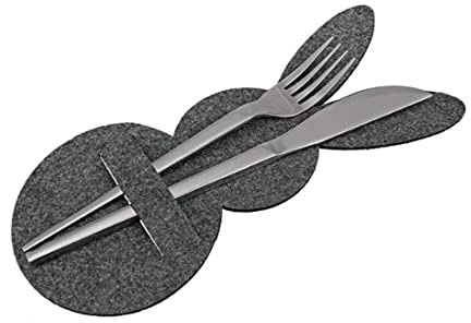 Bestecktasche Hase Filz dunkelgrau ca. 24 cm