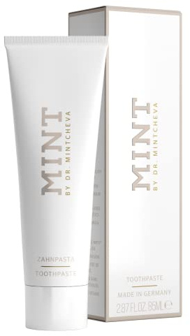 MINT Zahnpasta mit Fluorid (85ml) – Vegane Premium Zahncreme zum Schutz vor Verfärbungen & Karies – Professionelle Zahnreinigung für Zuhause - By Dr. Mintcheva
