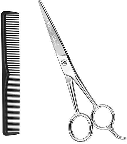 FCYSY Professional Haircut Scissors 6 Inches, Hair Dressing Scissors and Comb Sets, Barber Accessories for Men Women