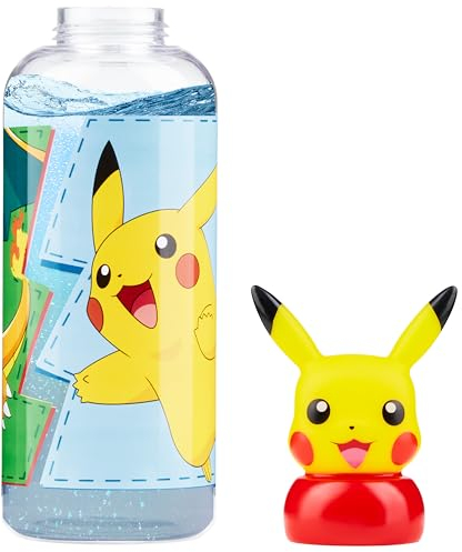 Pokémon Gourde Enfant en Plastique 560ml Bouteille avec Tête Pikachu en 3D pour Sport École
