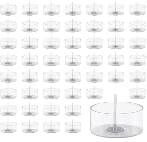 Winter Shore Contenitori per Candele di Plastica [Pacco da 50] - Vasetti per Candele Tealight con Stoppini Candele - Set per Candele Decorative Trasparente per Matrimoni, Cene - 18 x 38 mm, 30 ml