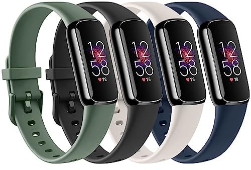 AK Armbänder kompatibel mit Fitbit Luxe Armband für Damen und Herren, 4 Stück, weiches Silikon, verstellbar, Sport-Ersatzarmbänder nur für Fitbit Luxe