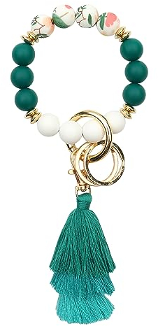 CHUQING Schlüsselanhänger Frau Elastisches Armband Schlüssel Anhänger Silikonperlen Bracelet Schlüsselkette Damen Schlüsselbund