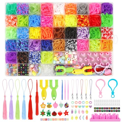 DICLLY Loom Bänder Set 4000+ Stück 40 Farben - DIY Gummibänder Kit,Elastisches Loombänder,Armband Basteln Set mit Zubehör,Kinder Bastelset,Weihnachten Geschenk für Jungs & Mädchen