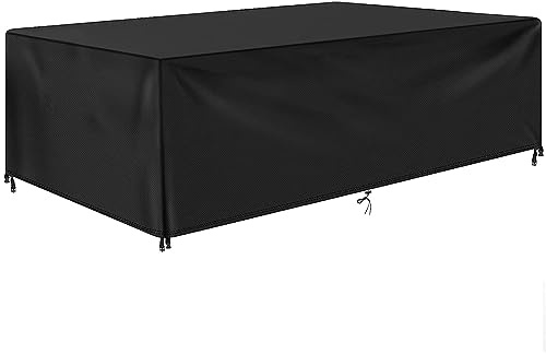 Jianghu Art Housse Salon de Jardin 200x150x100cm Exterieur Bache Table De Jardin, Housse de Table ExtéRieur BâChe de Protection éTanche Tissu Oxford ImperméAble, RéSistance au Vent, Anti-UV