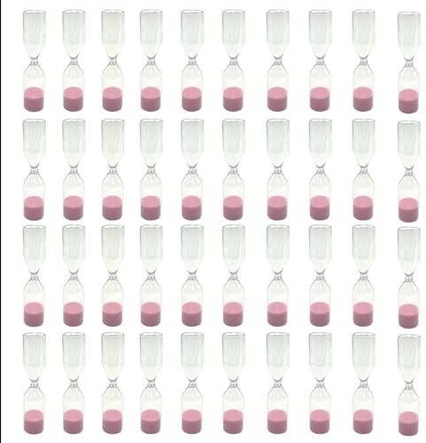 Generico Aurora Store 40 Clessidre Mini in Vetro con Polvere Colorata da 6 cm Bomboniera per Matrimonio, Laurea, Compleanno, Battesimo, Baby Shower (Rosa)
