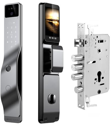 ATLION Smart Lock Con Fotocamera, Serratura Biometrica Con Ingresso Senza Chiave, 3D Face Smart Door Con Monitor Telecamera di Sicurezza (30 * 240mm)