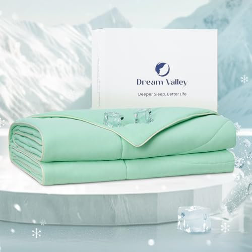 Dream Valley Outlast® Kühldecke, NASA-Klasse Technologie Q-Max > 0,4 weich Selbstkühlende Decke für alle Jahreszeiten, Aerocool™ Kühlende Decke für heiße Schläfer, Nachtschweiß, Grün, 269 x 228cm