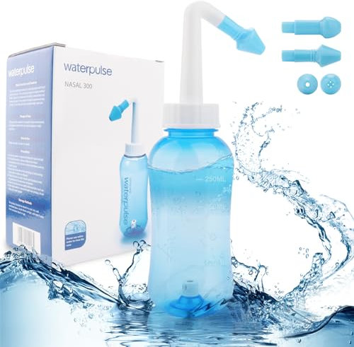 Miruchertter Bottiglia per lavaggio nasale Neti Pot Sinus Rinse 300 ml detergente per naso sinusale risciacquo bottiglia per un'efficace irrigazione nasale, ideale per adulti e bambini, senza BPA, blu