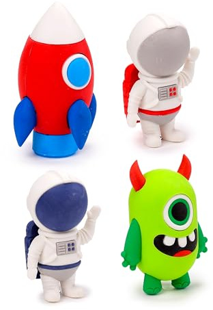 Puckator Space Cadet Radiergummi in einer Mini-Box – Radiergummis Schreibwaren-Set – Partytütenfüller für Mädchen und Jungen – Radiergummis Multipack – Bleistiftgummis – Coole Kinder Schulgummis