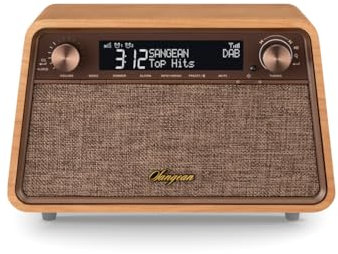 Sangean WR-201D Radio Dab+(10), FM RDS (10) con Bluetooth, con display LCM di facile lettura e luminosità e regolabile, costruita in legno.