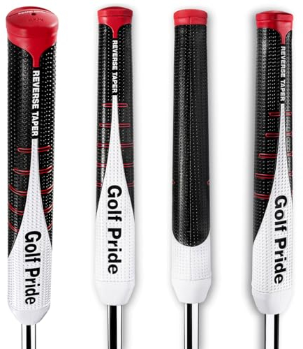 *NEW* Golf Pride 2024 Reverse Taper Round Medium Midsize Putter Grip - Enhanced Stroke Collection, Soft & Tacky, Superior Traction, 63g, 0.580 Round - Classic Black/White/Red