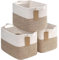 TIMEYARD 3er Set Aufbewahrungskorb Kinder, Organizer Körbe, Aufbewahrungskorb Klein, Körbe Aufbewahrung, Baumwolle Korb für Regal, Bad,Wohnzimmer, Kinderzimmer, Badzimmer, 34x28x24cm, Braun