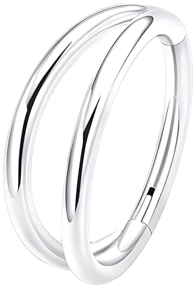 Decentraland 1 Stück 16G Silber Durchmesser 10 mm 316L Doppelring aus Edelstahl mit Scharnier Nasenring Knorpelohrring Septumringe Daith-Tragus-Ohrringe Segment-Clicker-Lippenpiercing-Schmuck