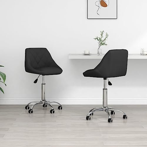 THOYTOUI Esszimmerstühle 2 STK. Schminkstuhl Küchenstühle Gaming-Stuhl Esstisch stühle Geeignet für Schlafzimmer Atelier Bar Aufenthaltsraum Drehbar Schwarz Kunstleder