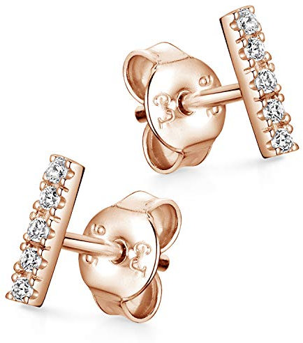 Materia Mini Ohrstecker Rosegold - Damen Ohrringe Silber 925 mit Steinen SO-447-Rose