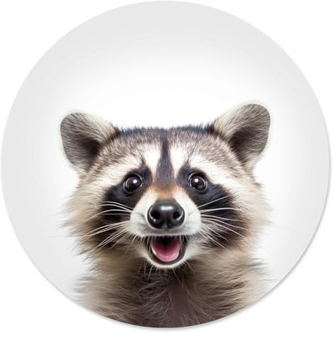 younikat Mauspad Waschbär I Ø 22 cm rund Mousepad in Standard-Größe rutschfest I schlicht modern I lustiger süßer Waschbär I dv1435