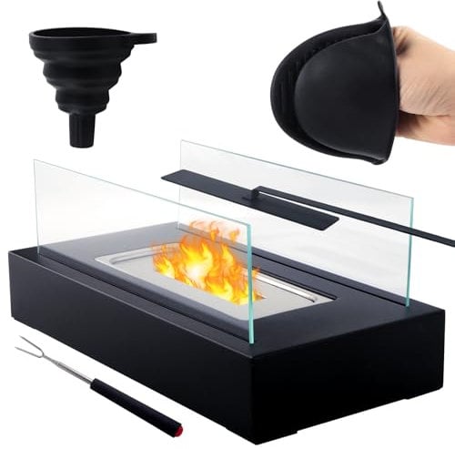 ABXMAS Brasero de Mesa para Exteriores, Chimenea de Bioetanol para Exteriores, Brasero de Mesa Portátil, Brasero de Mesa para Fiestas en el Patio Interior y Exterior