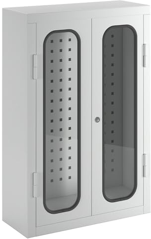Kaiser + Kraft Werkzeug-Hängeschrank mit Sichtfenster | Mit Loch-Rückwand, HxBxT 750 x 500 x 200 mm, lichtgrau