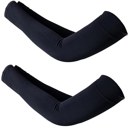 AWOCAN 3PCS Armstulpen für Männer Frauen UV Sonnenschutz Abdeckung Arme Tattoo Cover Up Kühlung Eis Seide Sport Kompression Arm Sleeve (schwarz X 2)