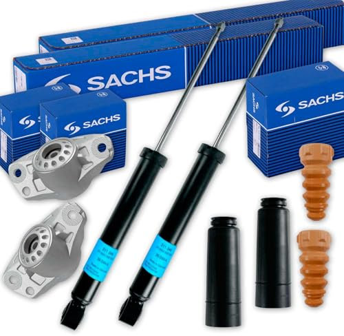 2x SACHS Stoßdämpfer + Domlager + Protection-Kit hinten für Passat 3C 36