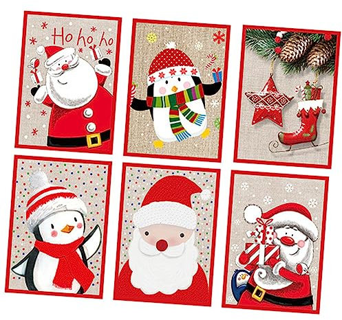 VILLCASE 6stücke Weihnachtsgrußkarte Aus Weißem Karton Mit Exquisiter Verarbeitung Langlebig Als Grußkarte Oder Einladungskarte Für Weihnachtsfeiern Und Festivals Für Familie Freunde Und Gä