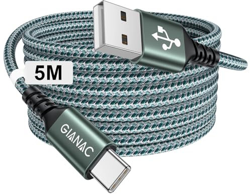 Cavo USB Type-C 5M, Cavo USB C Lungo Cavo di ricarica USB C Tipo C 3.1A cavo di ricarica e cavo dati USB C per Galaxy S22 S21 S20 S10,Huawei P9 P20 P10 P30, Xiaomi,Sony,OnePlus
