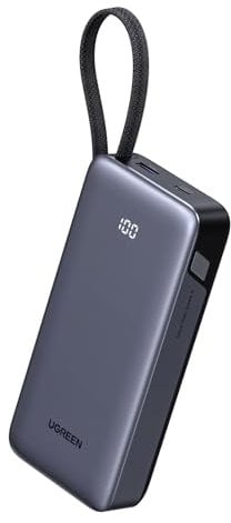 UGREEN Nexode 45W Batterie Externe 20000mAh Câble USB C Intégré Power Bank Charge Rapide 2 Ports PD 3.0 Compatible avec iPhone 16 Plus Pro Max Galaxy S25 Ultra S24 S23 MacBook Pro Air iPad