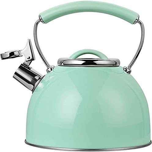 Whistling Tea Kettle Tea Pots Whistling Stovetop Kettle 2.5 Quart Surgical Handle Paint Process Household Teapot 220106 Teapot (Green 2.5L)