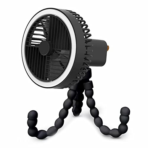 YCHUCH Mini Portable Hanging Octopus Shape USB Fan With Flexible Tripod USB Rechargeable Battery Powered 3 Gear Desk Octopus Fan With LED Light