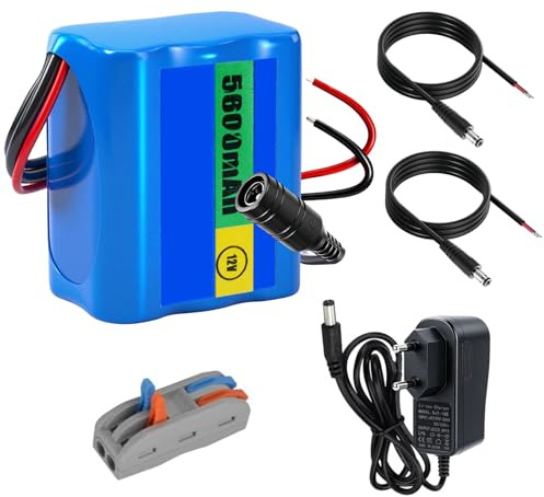 12.6V 5600mAh Lithium ION Akku Mit Ladegerät Und 2 Verbindungsleitungen Für Solarpanel, Radio, Kameras, Camcorder, Elektronische Orgel, DIY Leselampe, Sonar