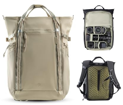 PGYTECH OneGo Roamer Kamerarucksack 18L als Casual Tote-Rucksack, Khaki | Wasserdichter Rucksack für DSLR/SLR-Kameras, DJI Mavic, 15 Zoll Laptopfach, Stativhalter, für Pendeln und Streetfotografie
