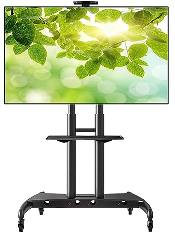 Mobile TV Cart with Wheels for 32-70 Inch TVs, Height Adjustable Stand Supports Up to 99 lbs, Fits VESA 600x400mm